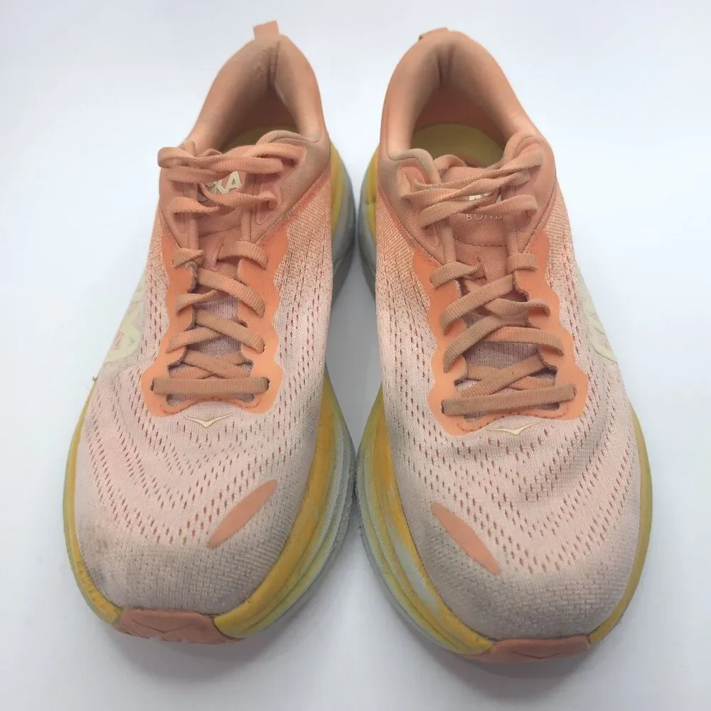 Hoka Bondi 8 Running Shoes Athletic Women 8.5B Coral Peach Parfait 1127952 SCPP